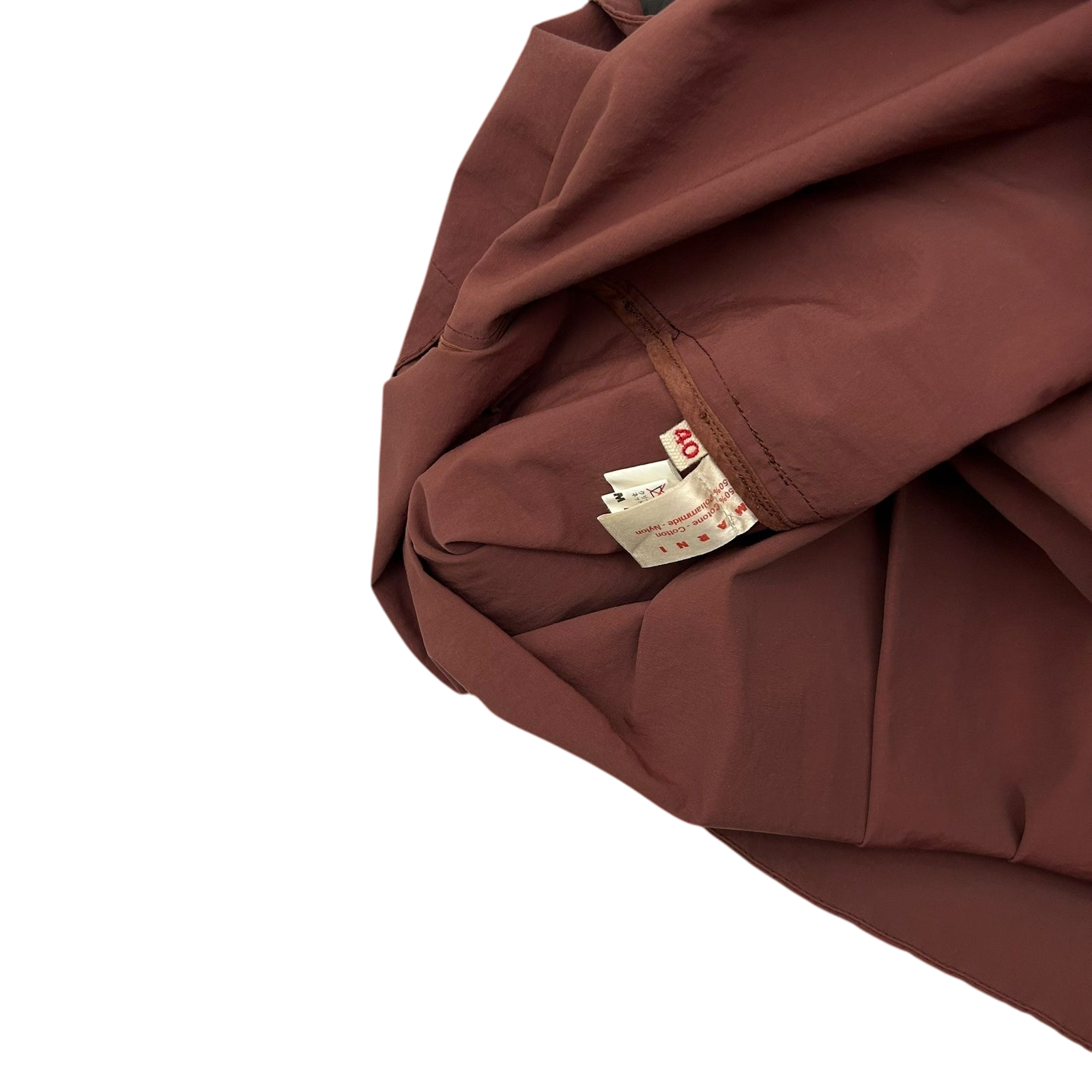 Marni Mid Length Pleated Nylon Skirt Stone Red (Fits 32”)