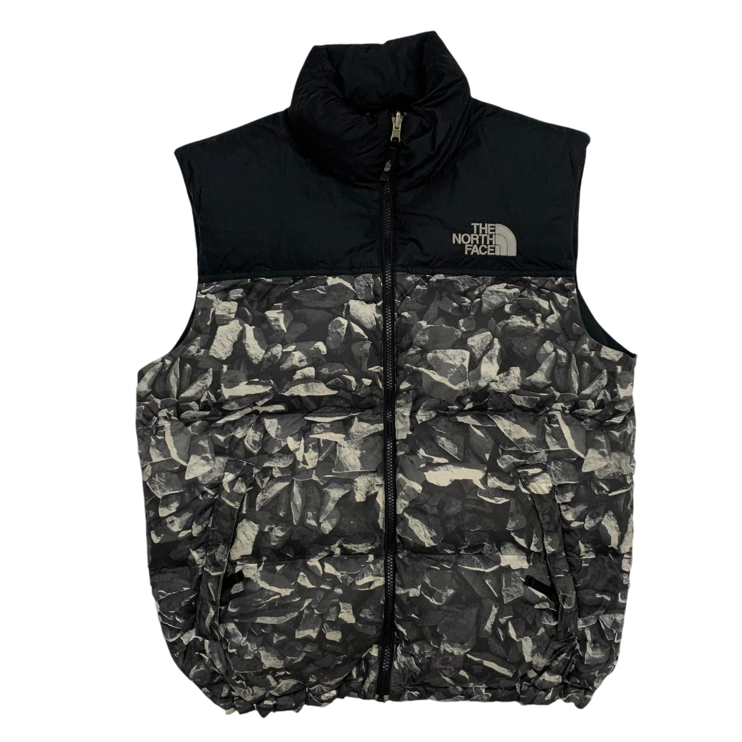 The North Face Nuptse 700 Down Puffer Vest Grey Graphic/Black (Size M)
