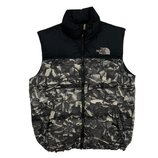 The North Face Nuptse 700 Down Puffer Vest Grey Graphic/Black (Size M)