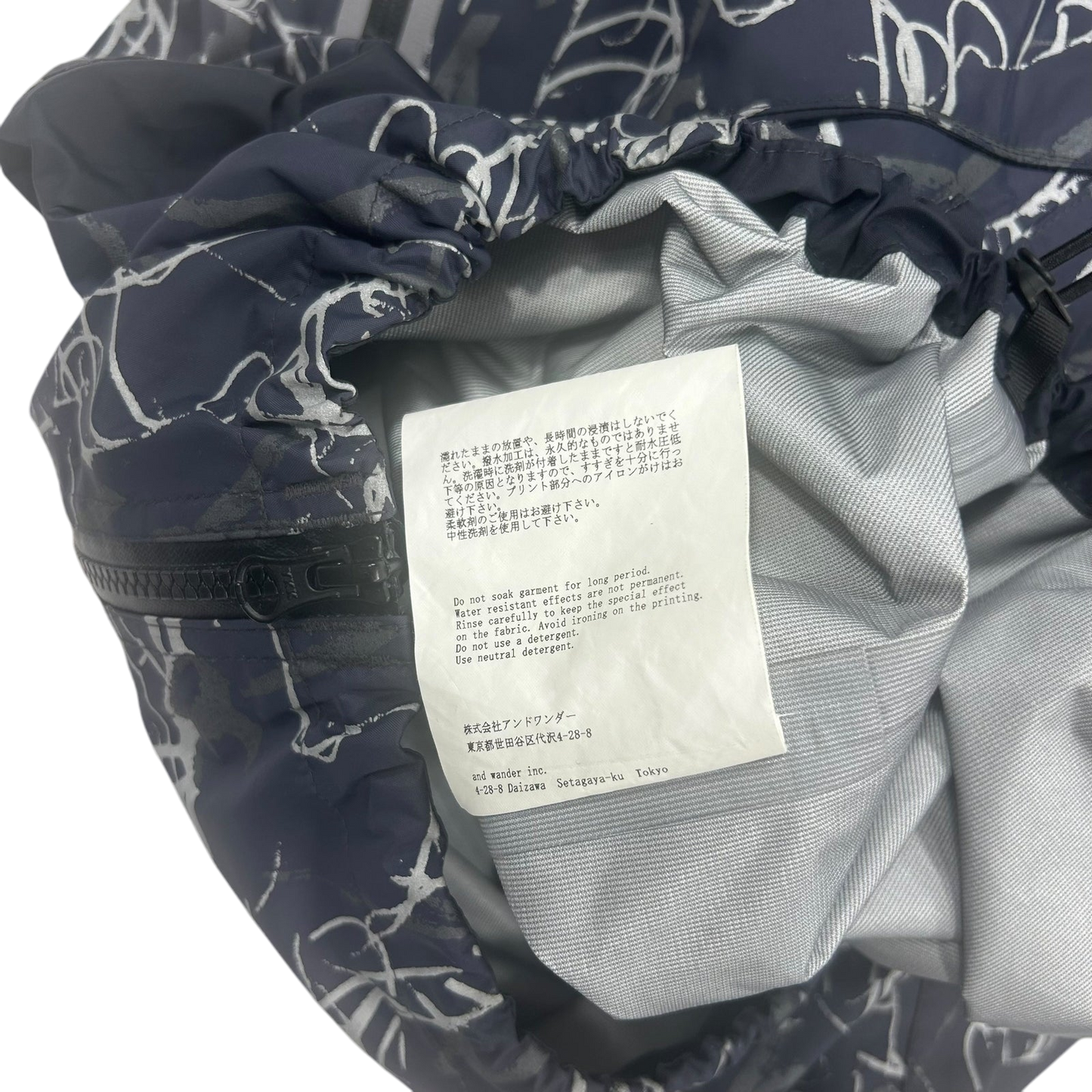 And Wander Reflective Printed Rain Jacket ‘Charcoal’(Fits XL)