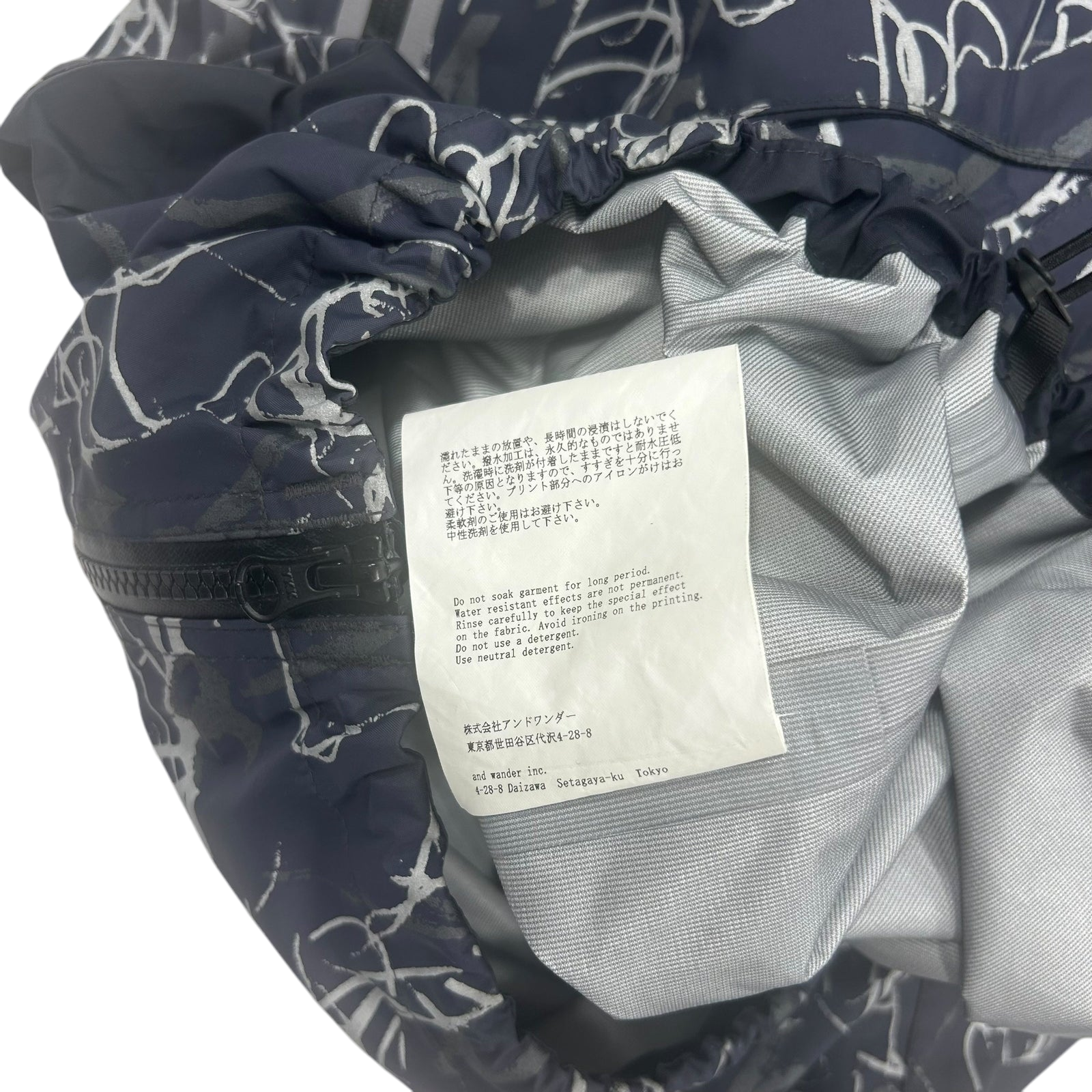 And Wander Reflective Printed Rain Jacket ‘Charcoal’(Fits XL)