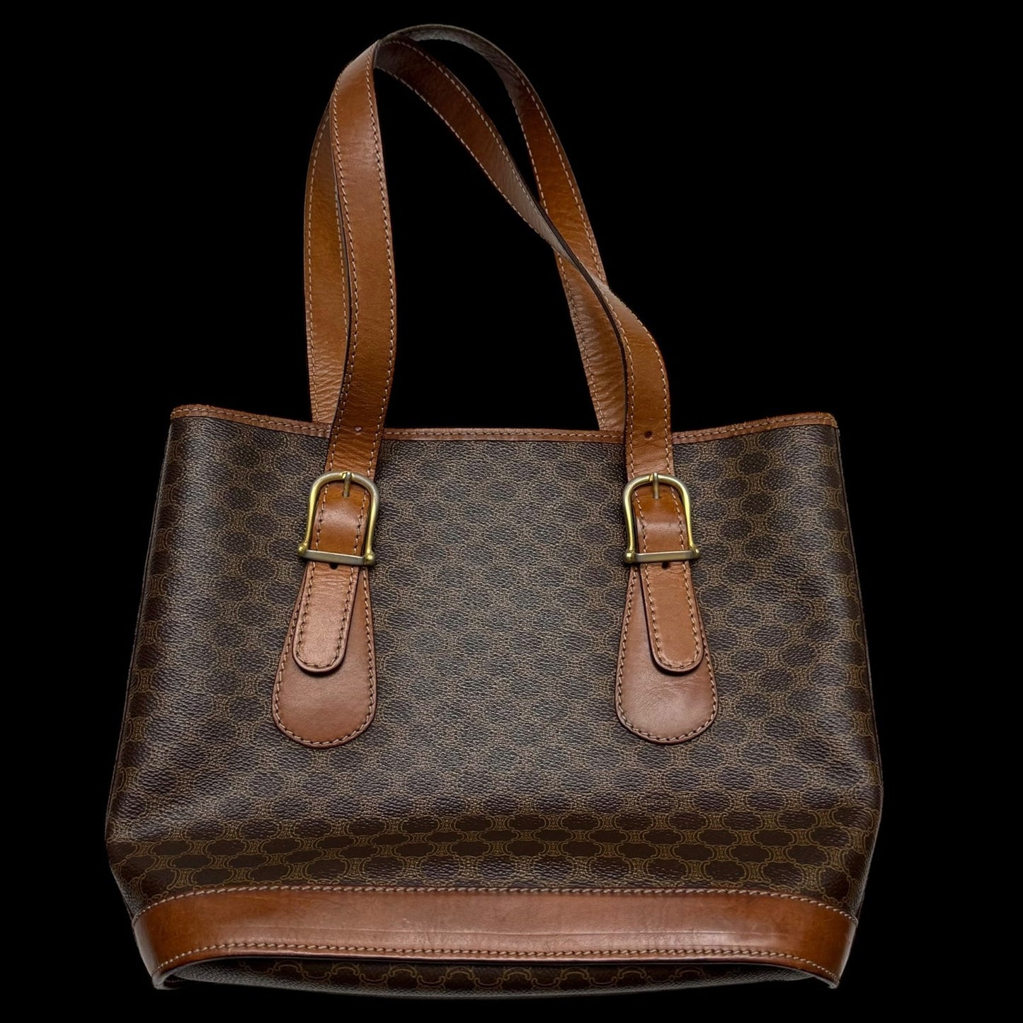Céline 2008 Macadam Coated Canvas Monogram Tote Bag Brown