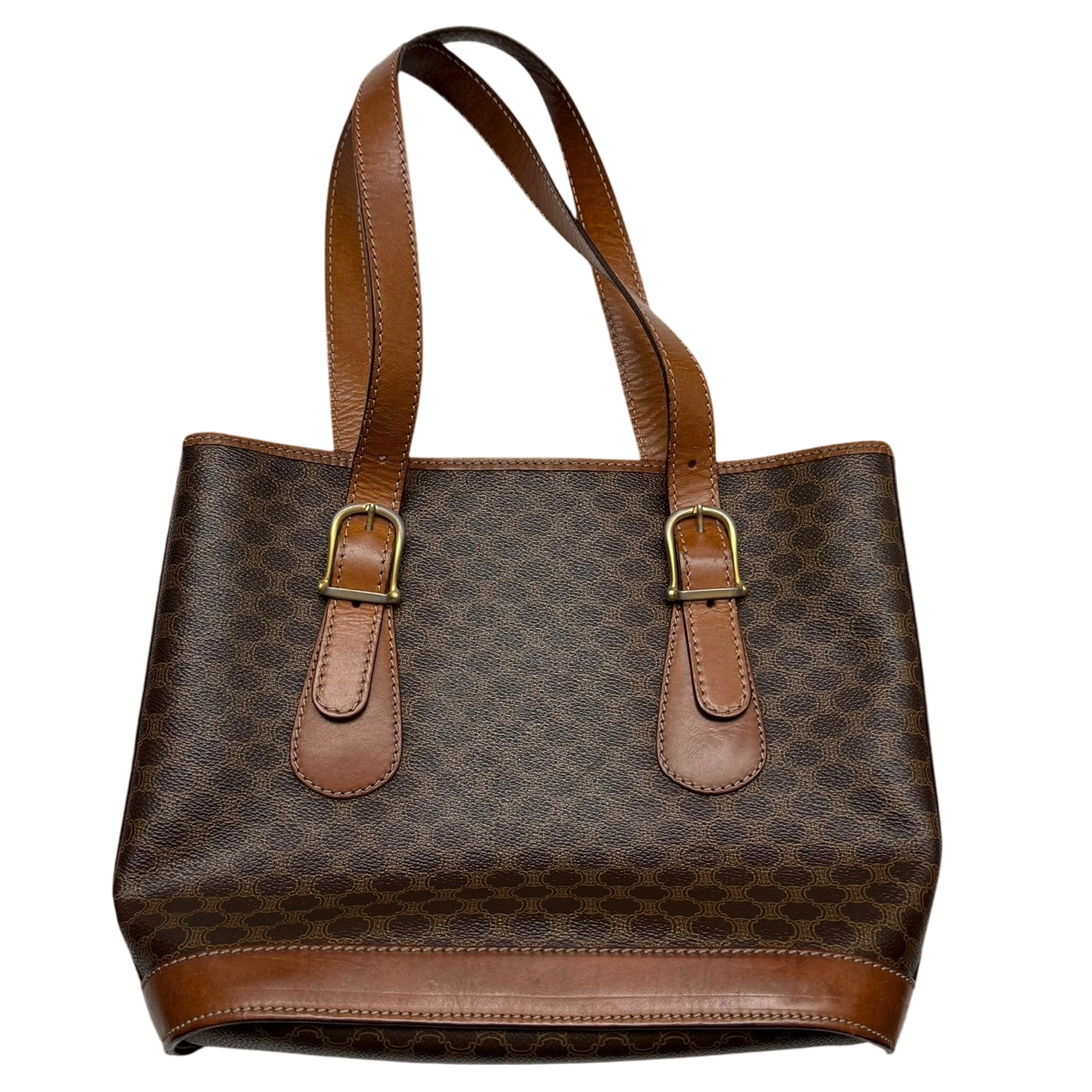 Céline 2008 Macadam Coated Canvas Monogram Tote Bag Brown