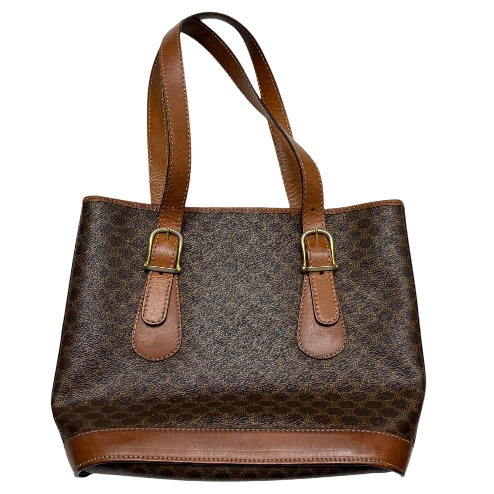 Céline 2008 Macadam Coated Canvas Monogram Tote Bag Brown