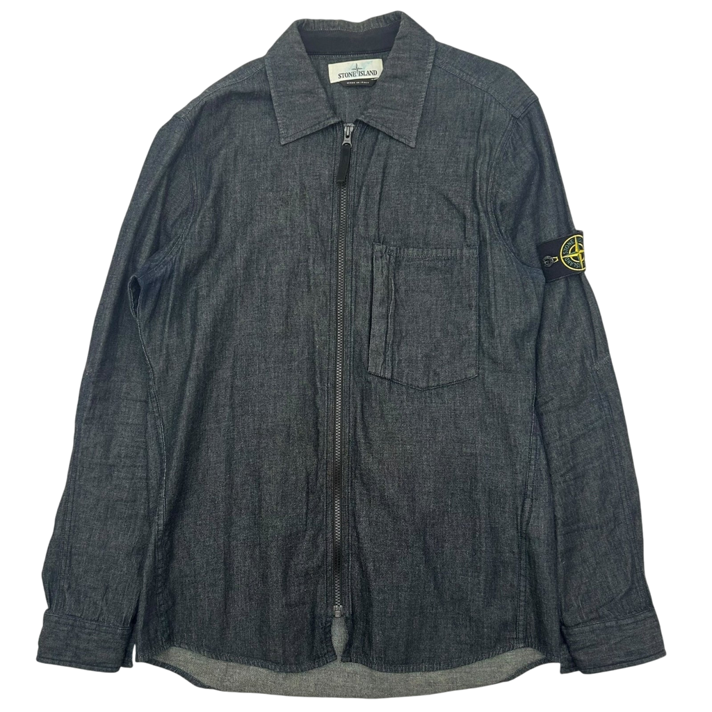 2017 Stone Island Zipped Denim Over-Shirt Navy (Fits M/L)