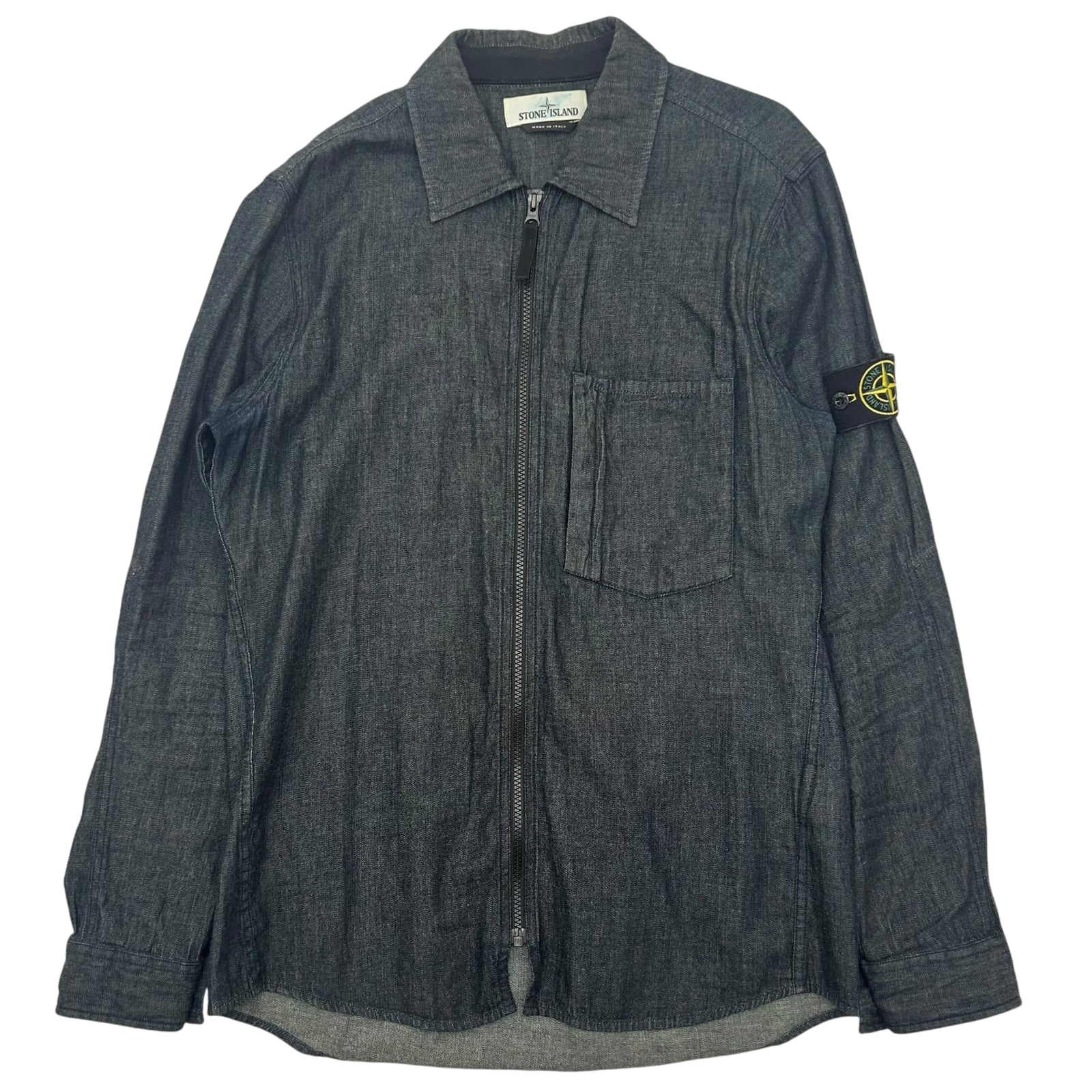 2017 Stone Island Zipped Denim Over-Shirt Navy (Fits M/L)