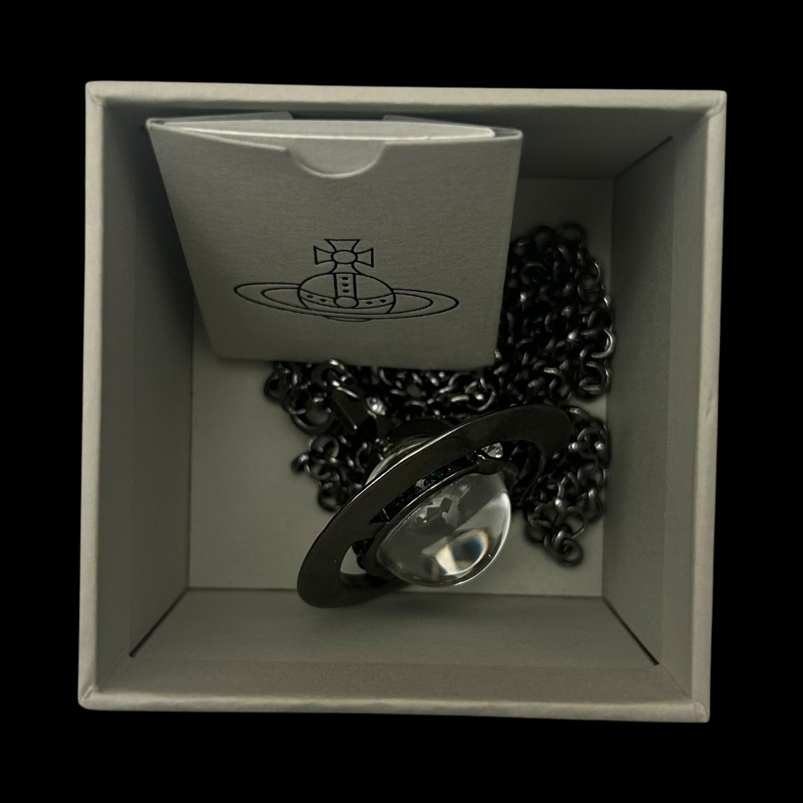 Vivienne Westwood Orb Giant 3D Necklace Gun Metal Silver