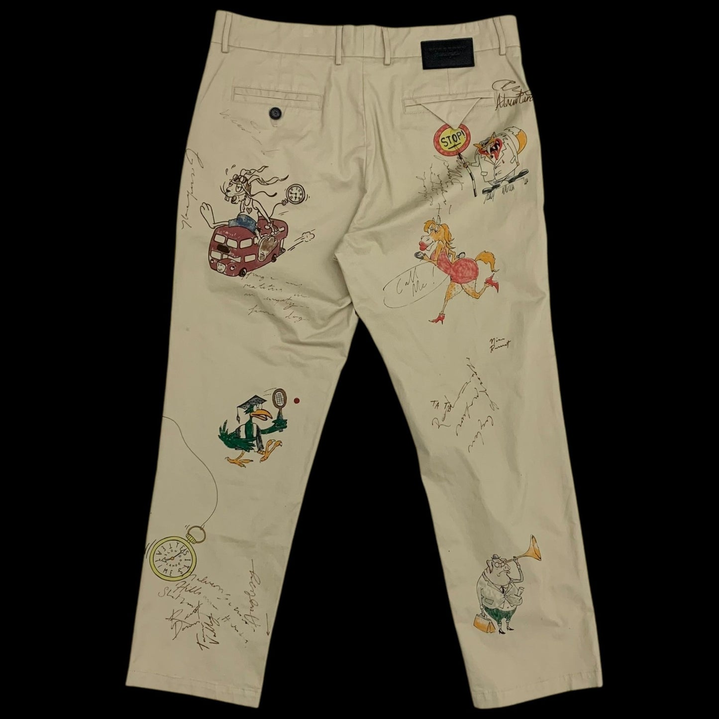 Burberry SS18 Sketch Print Cotton Chino Pants (Size 36”)