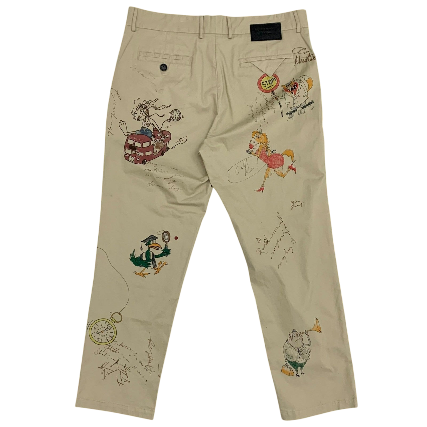 Burberry SS18 Sketch Print Cotton Chino Pants (Size 36”)