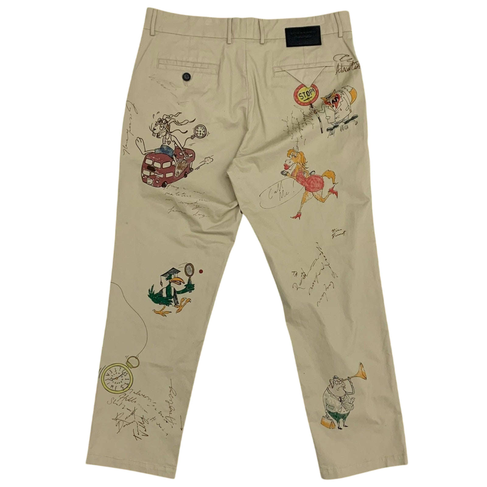 Burberry SS18 Sketch Print Cotton Chino Pants (Size 36”)