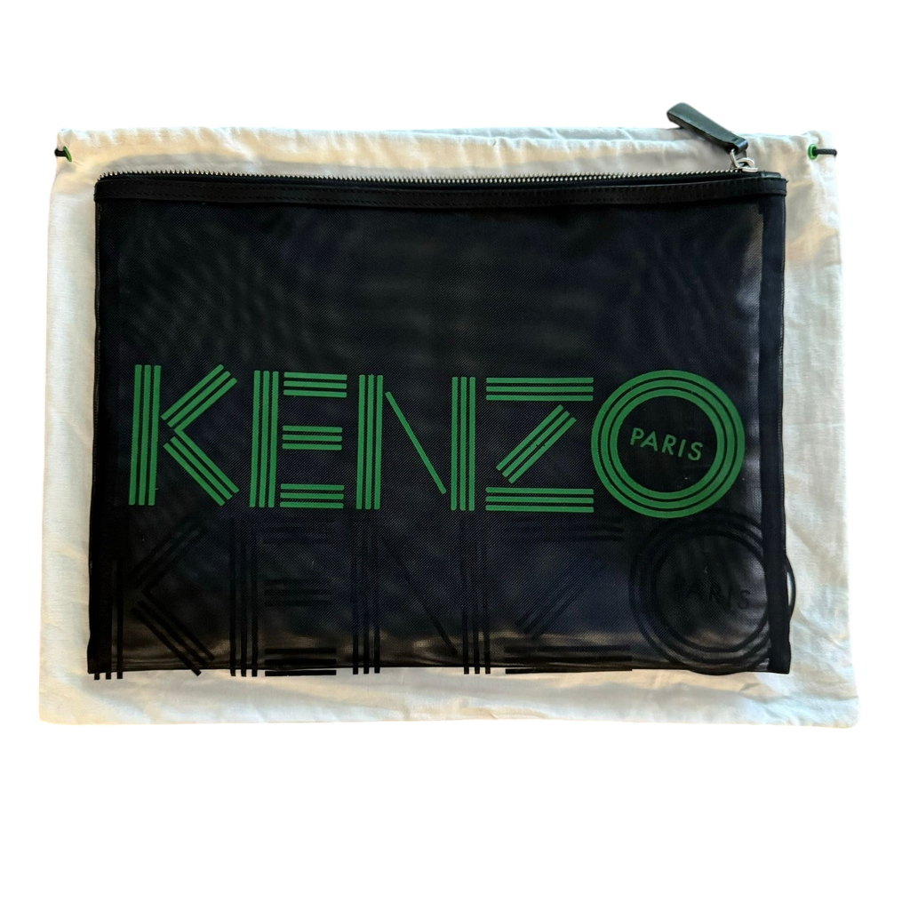 Kenzo Black / Green Mesh Clutch Bag