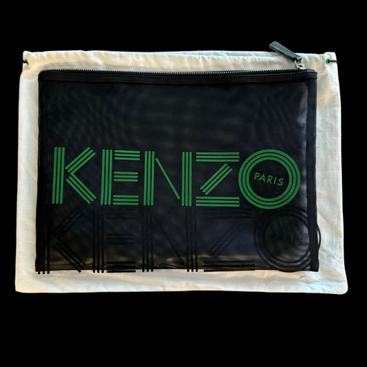 Kenzo Black / Green Mesh Clutch Bag