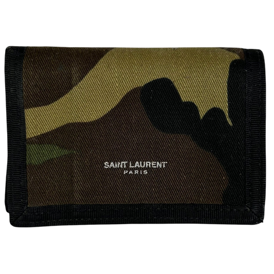 Saint Laurent Green Camouflage Trifold Wallet