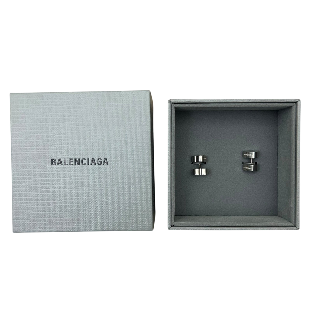 Balenciaga Logo-Engraved Heart Earrings 925 Silver