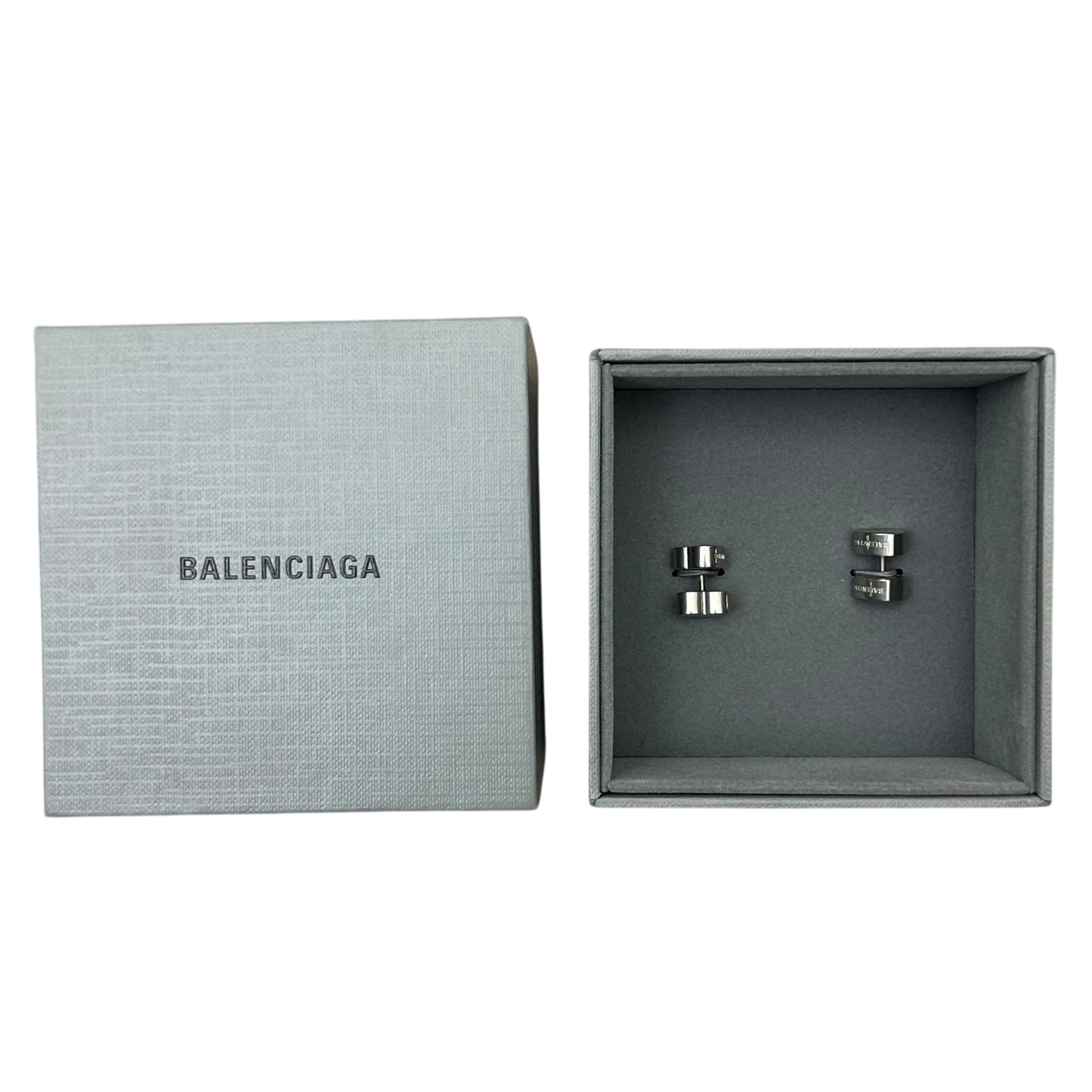 Balenciaga Logo-Engraved Heart Earrings 925 Silver