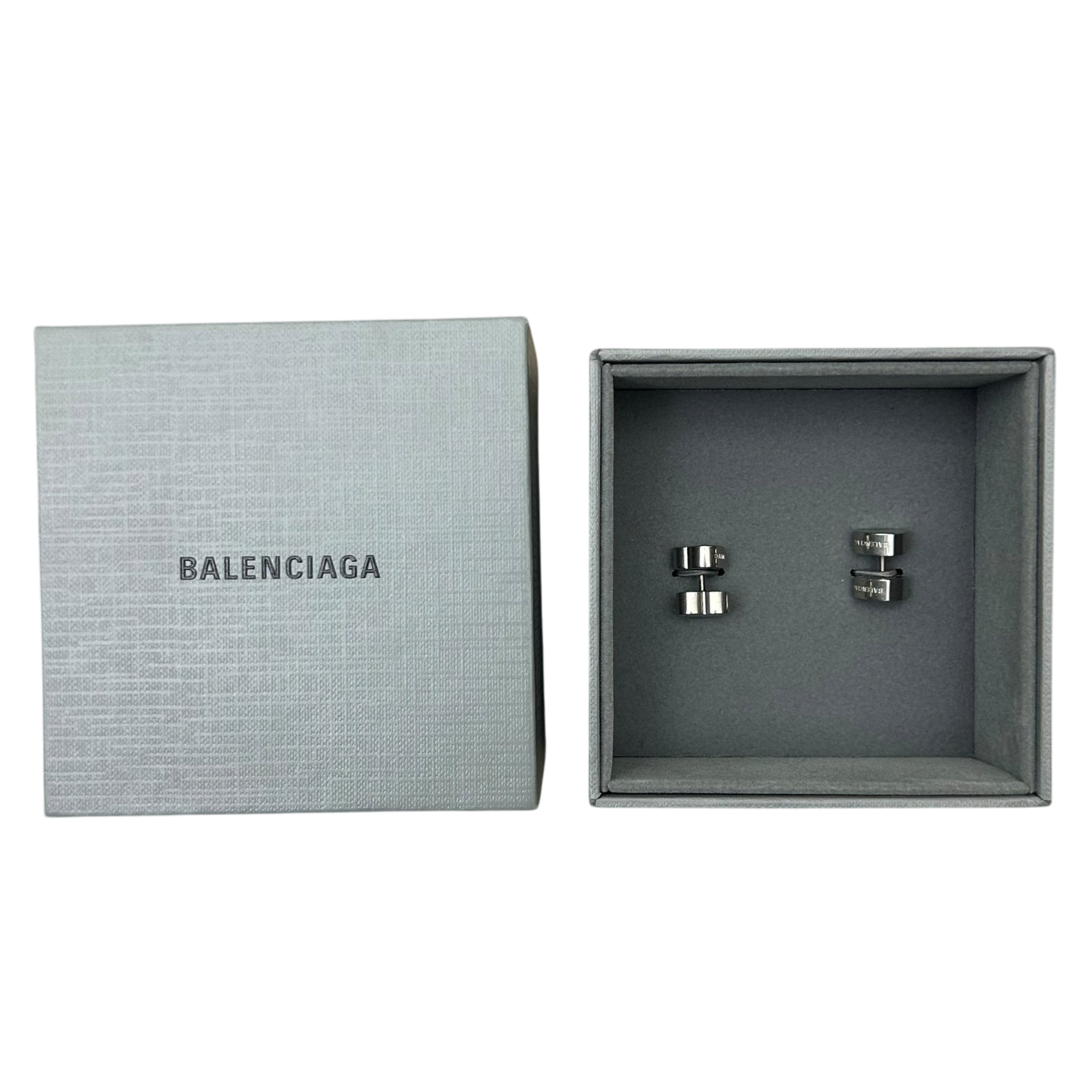 Balenciaga Logo-Engraved Heart Earrings 925 Silver
