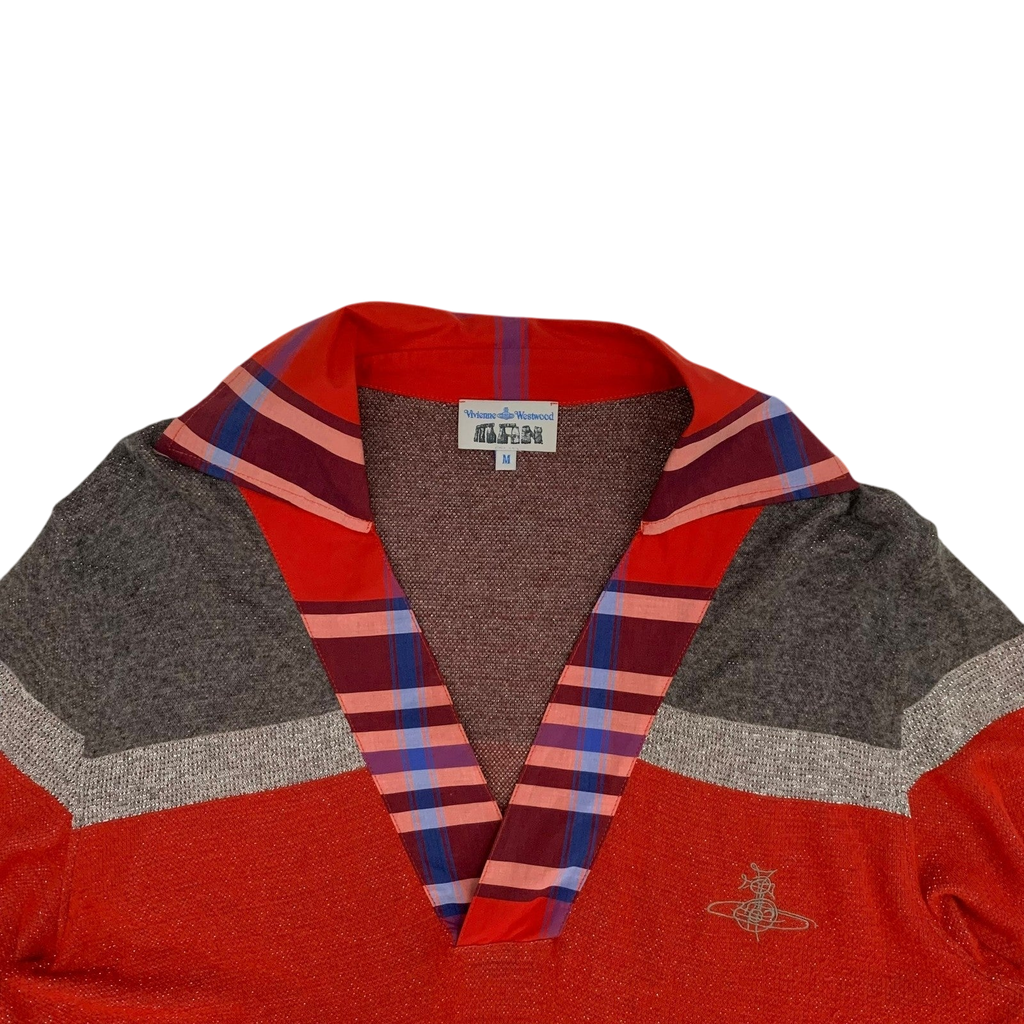 Vivienne Westwood Man Striped Knit Collared Shirt (Size M)