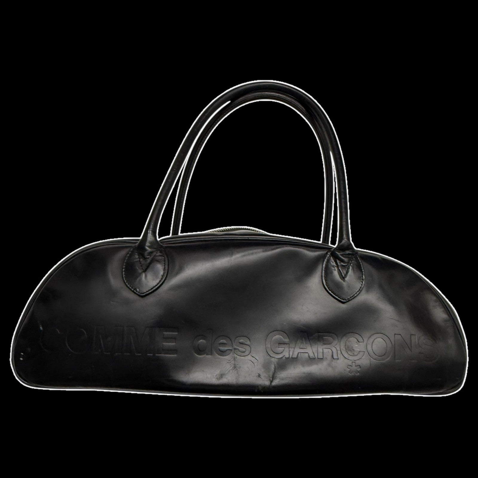 Comme des Garçons 90s Leather Boston Bag Black