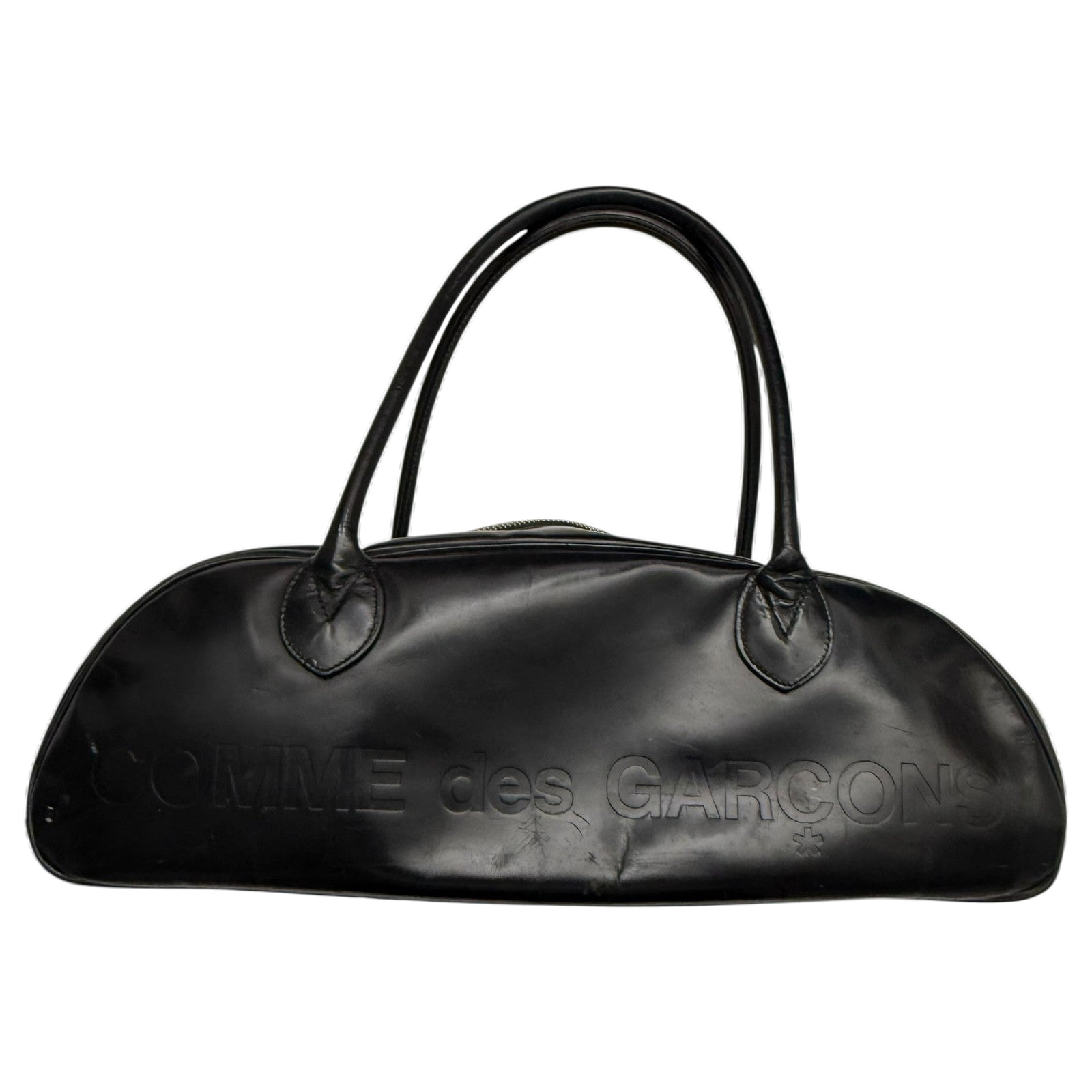 Comme des Garçons 90s Leather Boston Bag Black