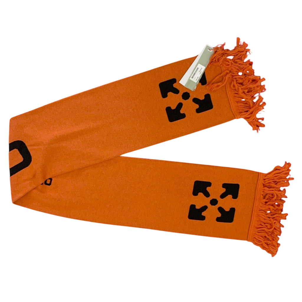 Off-White SS20 Logo Jacquard Knitted Scarf Orange