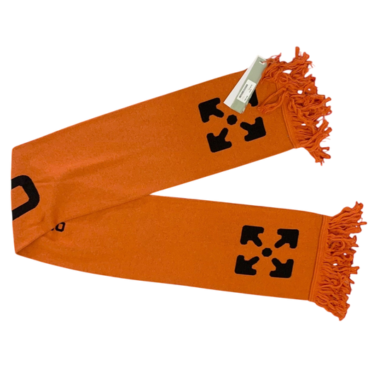Off-White SS20 Logo Jacquard Knitted Scarf Orange