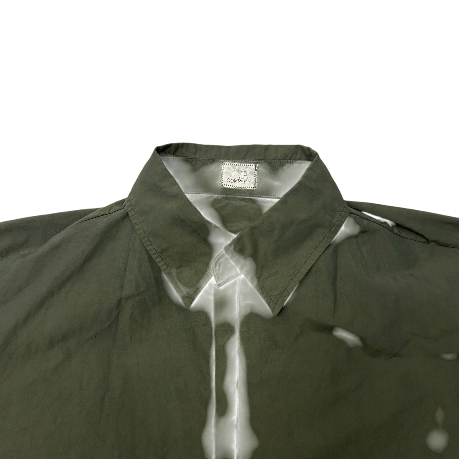 C.P. Company Ripstop Zip-Up Short Sleeve Shirt Khaki Green (Fits L)