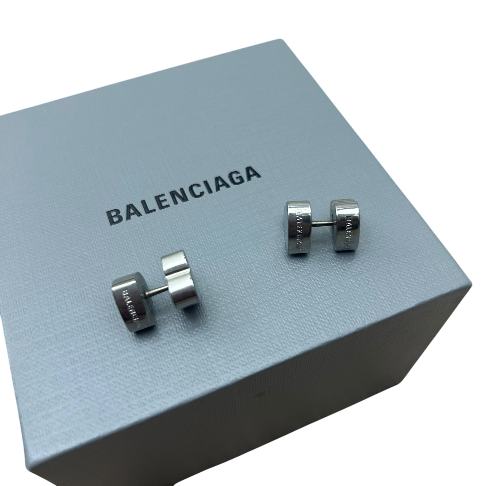 Balenciaga Logo-Engraved Heart Earrings 925 Silver
