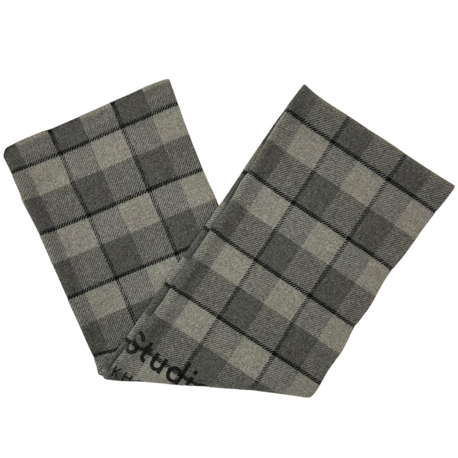 Acne Studios Cassiar Logo-Print Checked Scarf Grey/Black