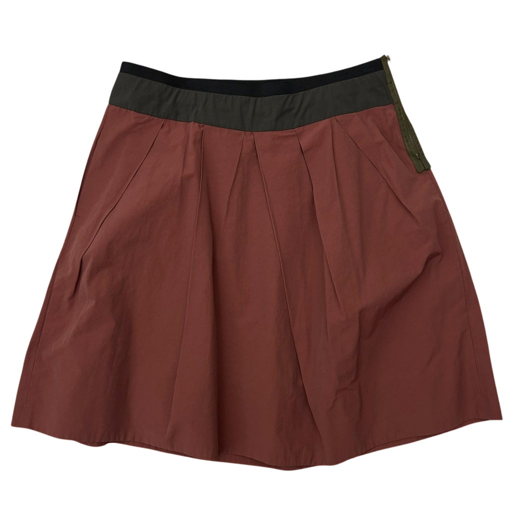 Marni Mid Length Pleated Nylon Skirt Stone Red (Fits 32”)