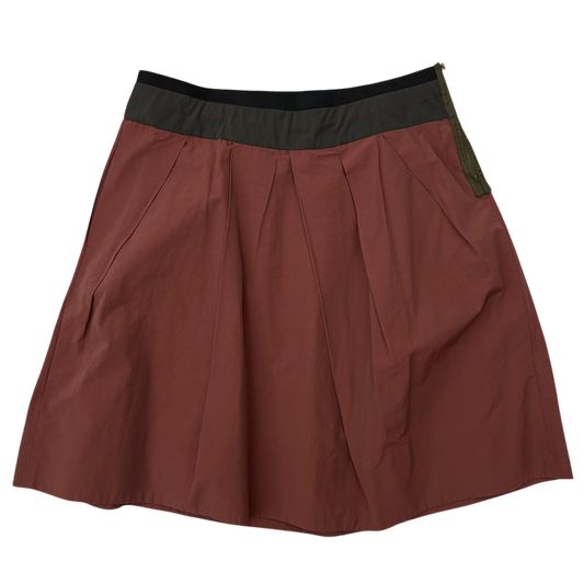 Marni Mid Length Pleated Nylon Skirt Stone Red (Fits 32”)