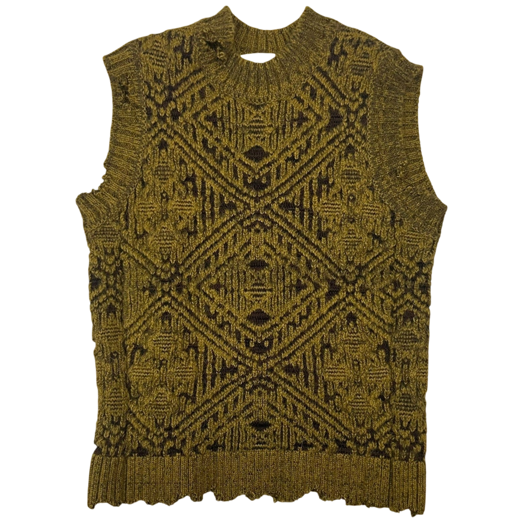 Andersson Bell Jacquard Heavy Distressed Crewneck Knit Vest (Size M)