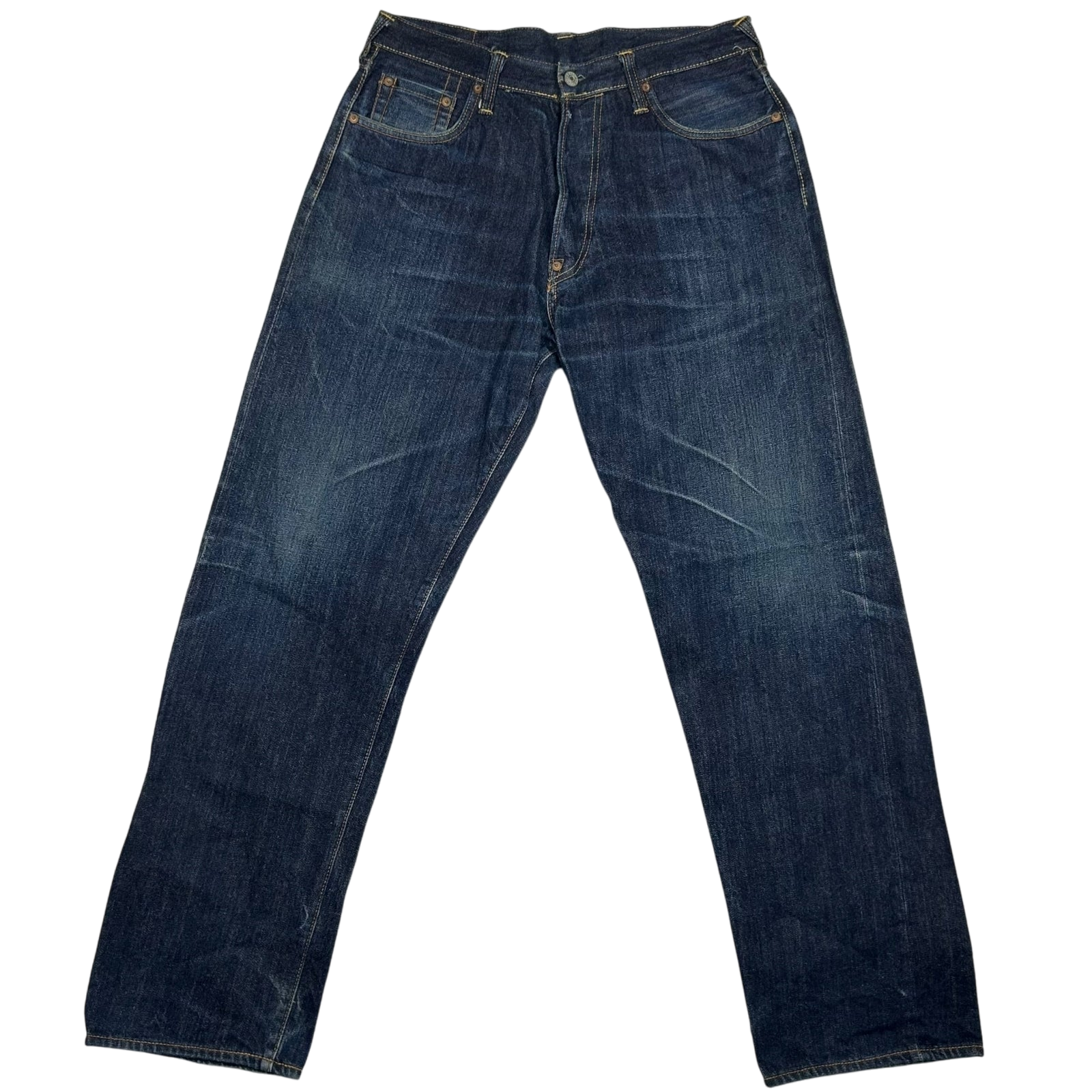 Vintage Evisu Gold Daicock Pocket Logo Selvedge Denim Jeans (Fits 32")