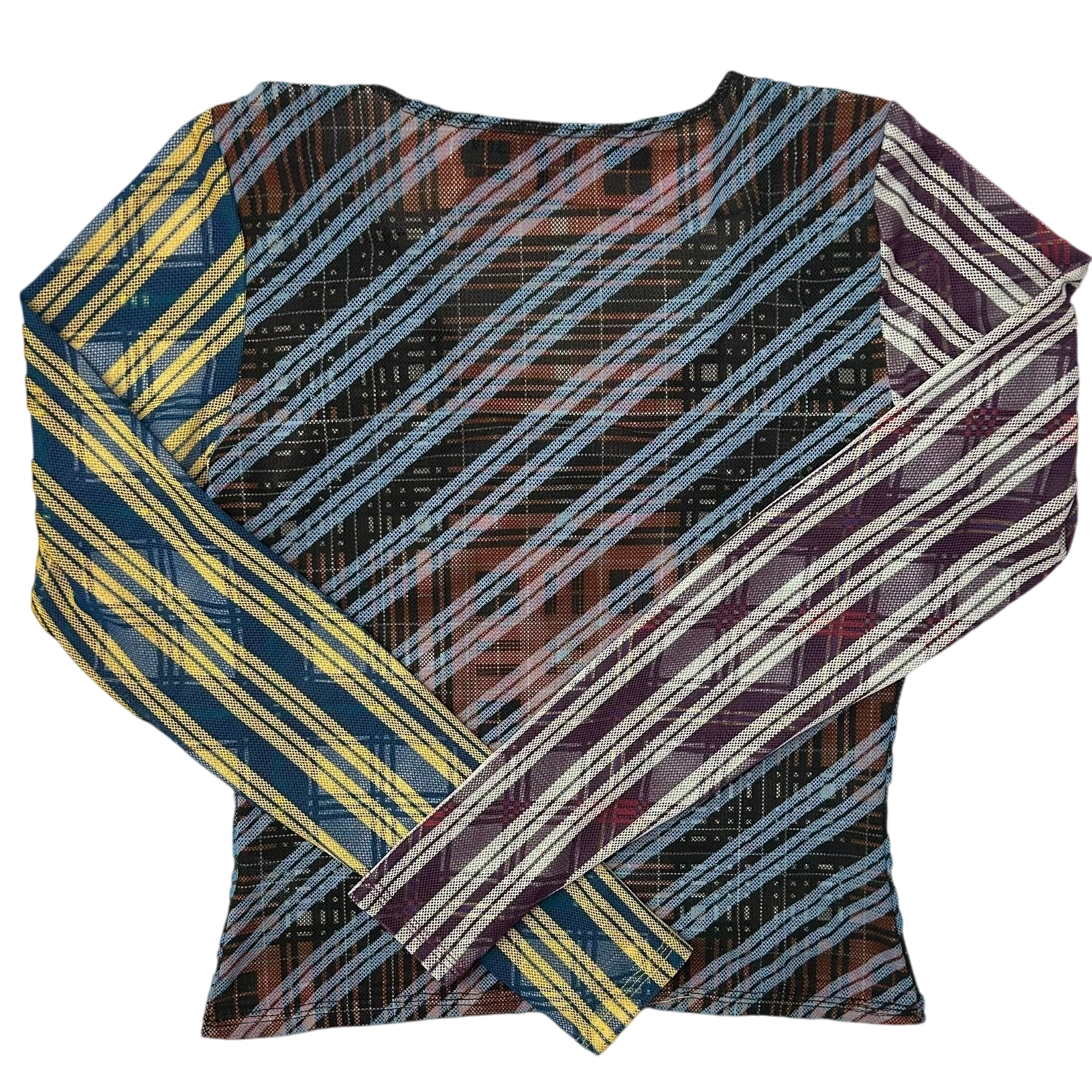 Chopova Lowena Multicolor Mesh Tartan Long Sleeve T-Shirt (Fits S-M Womens)