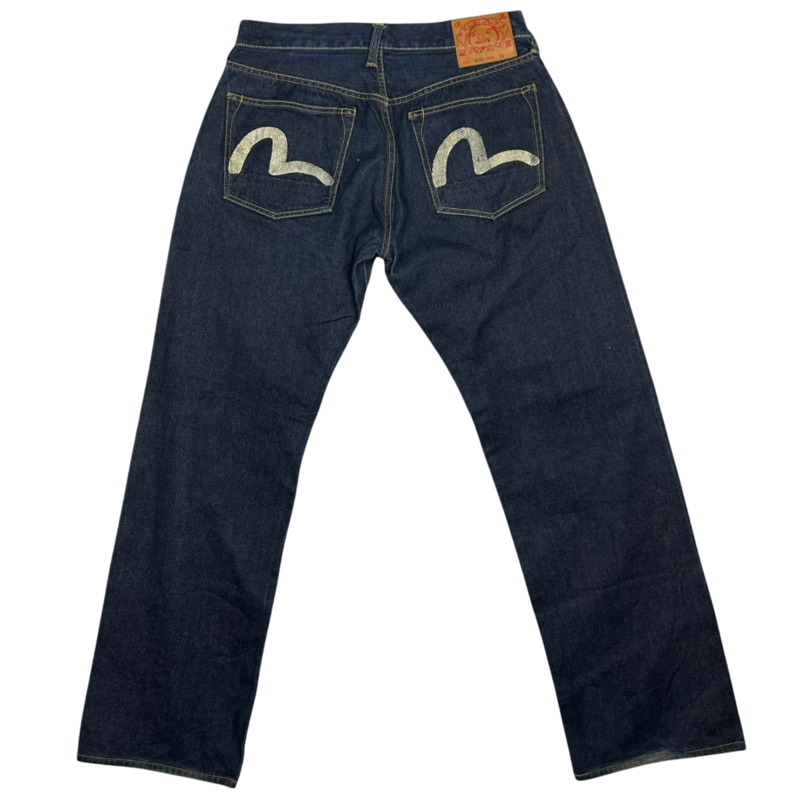 Vintage Evisu White Daicock Pocket Logo Selvedge Denim Jeans (Size 32")