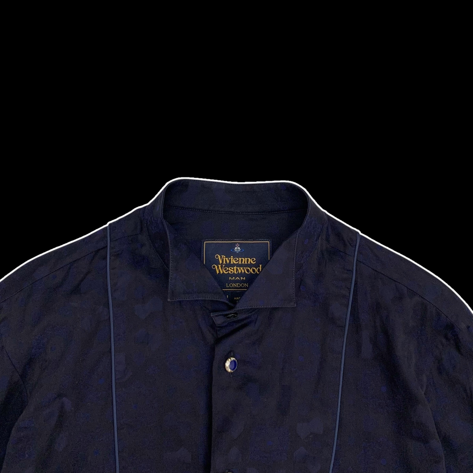 Vivienne Westwood Man Patterned Button-Up Shirt Navy (Fits M)