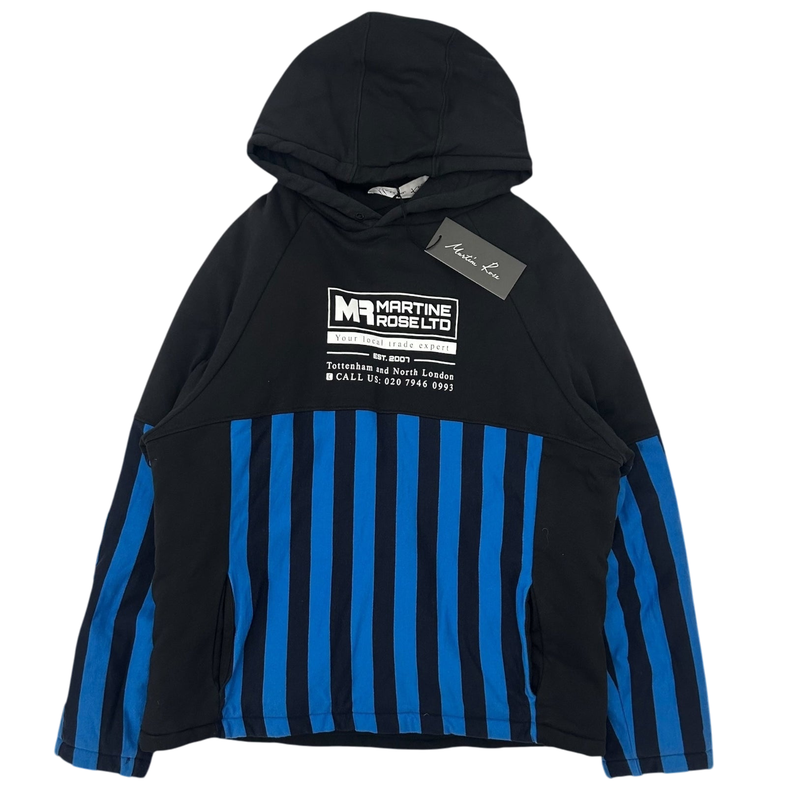 SS19 Martine Rose Split Wadded Hoodie Black / Blue (Fits M)