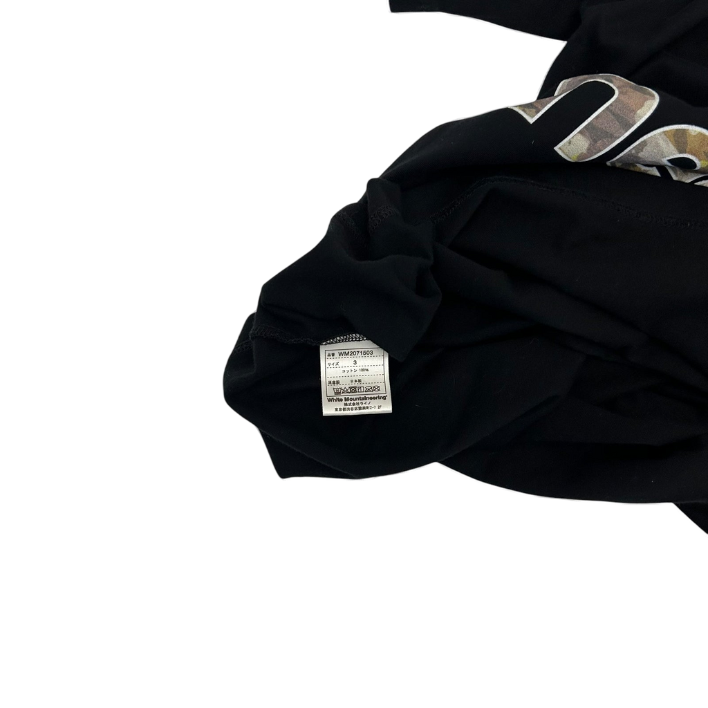 White Mountaineering Spell Out T-Shirt Black/Camo (Fits M-L)