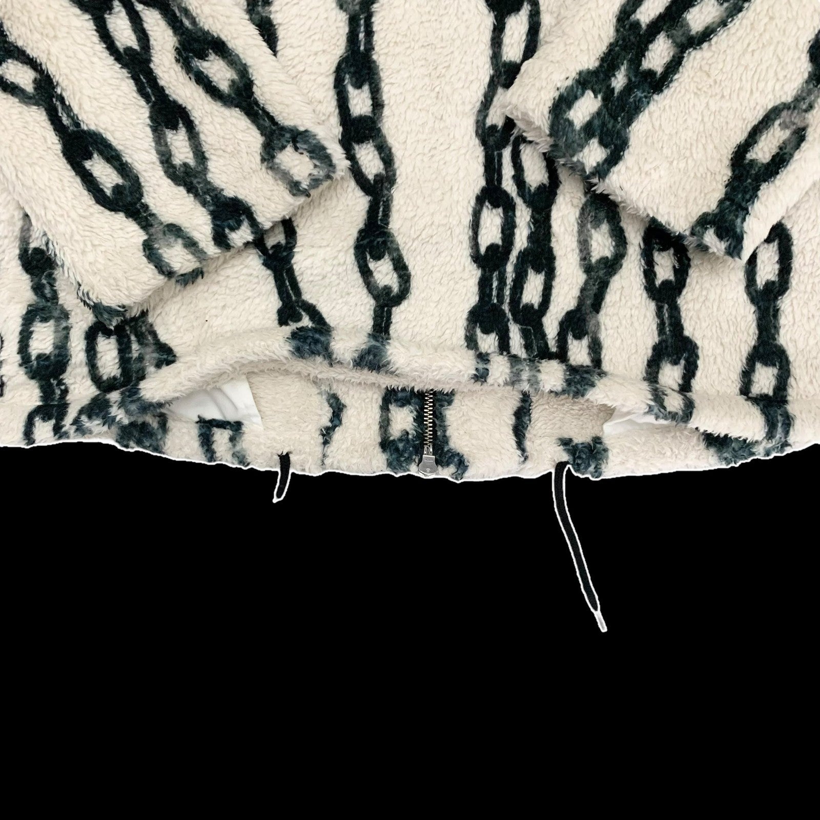 Sulvam Chain-Print Fleece Jacket Off-White / Green (Fits M-L)