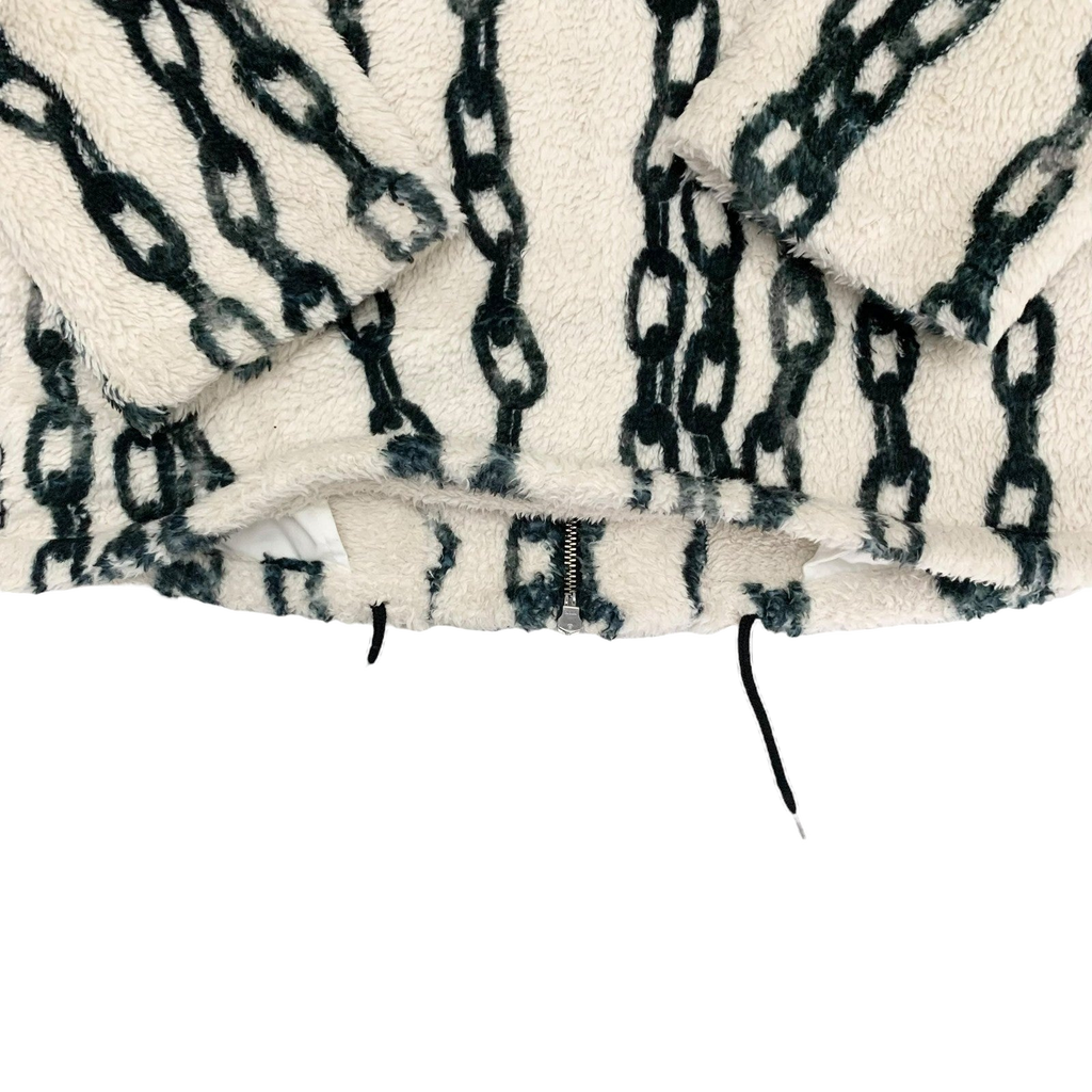 Sulvam Chain-Print Fleece Jacket Off-White / Green (Fits M-L)