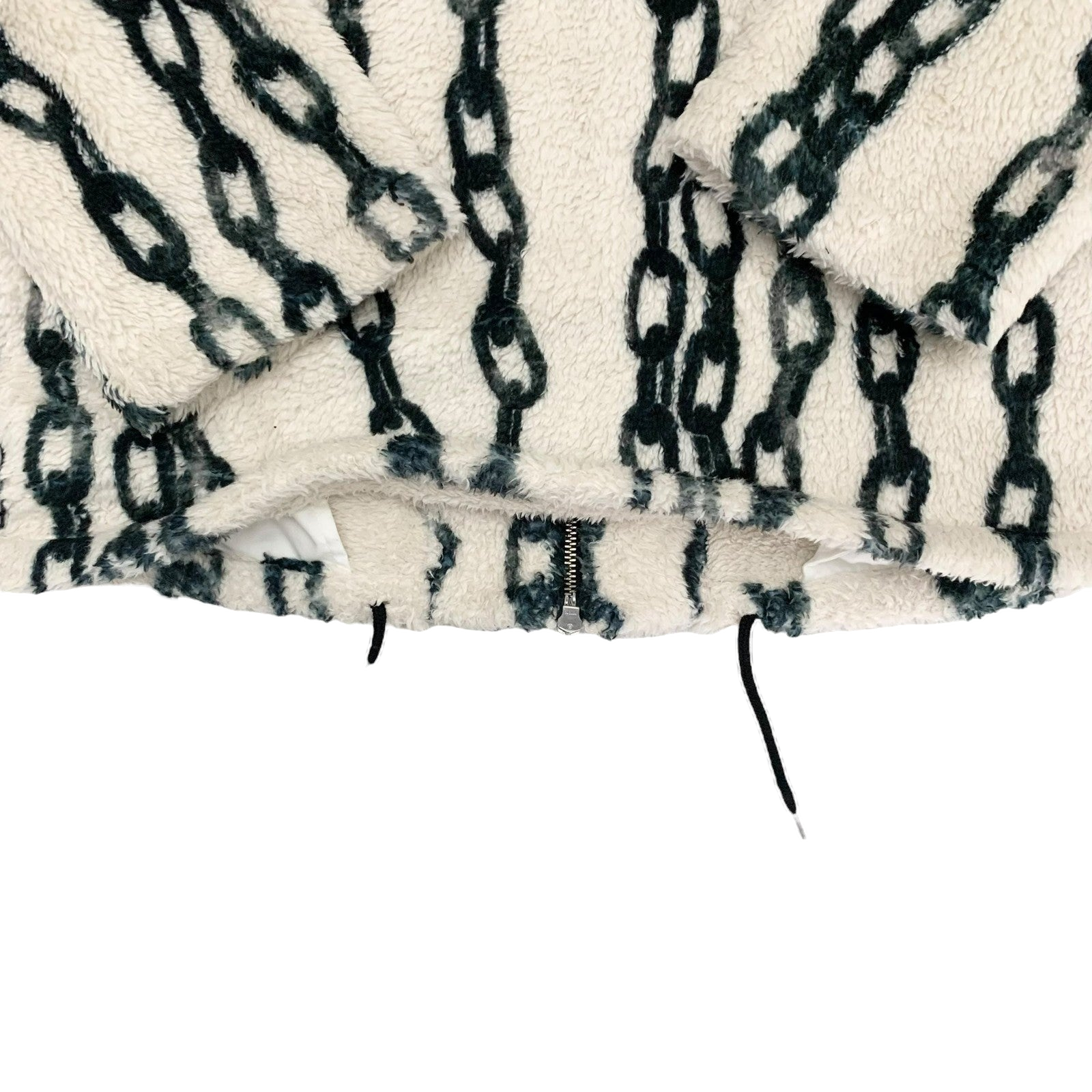 Sulvam Chain-Print Fleece Jacket Off-White / Green (Fits M-L)