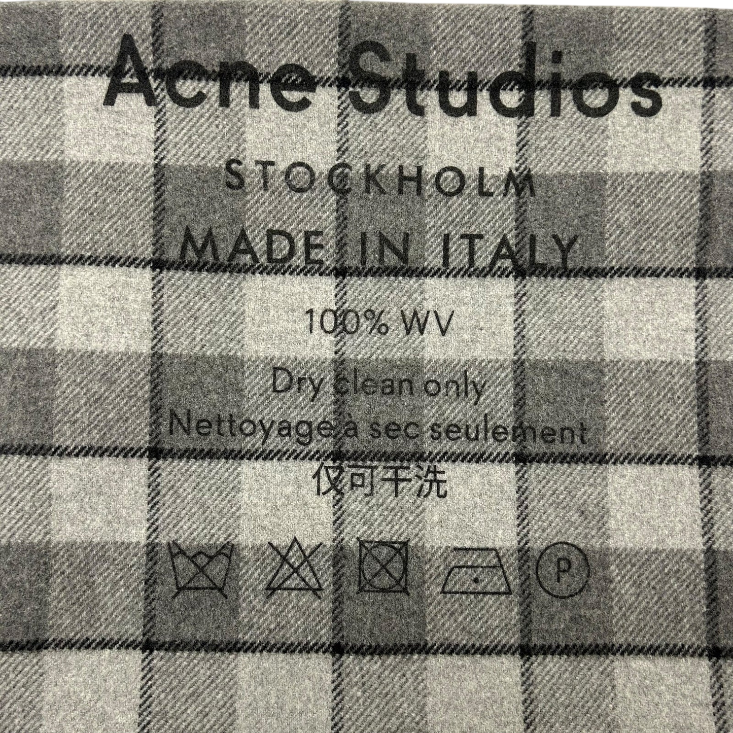 Acne Studios Cassiar Logo-Print Checked Scarf Grey/Black