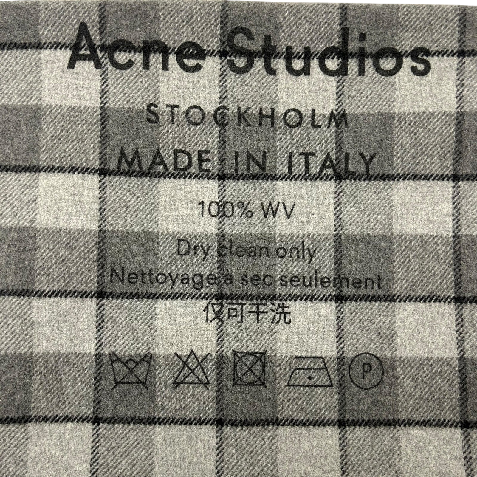 Acne Studios Cassiar Logo-Print Checked Scarf Grey/Black