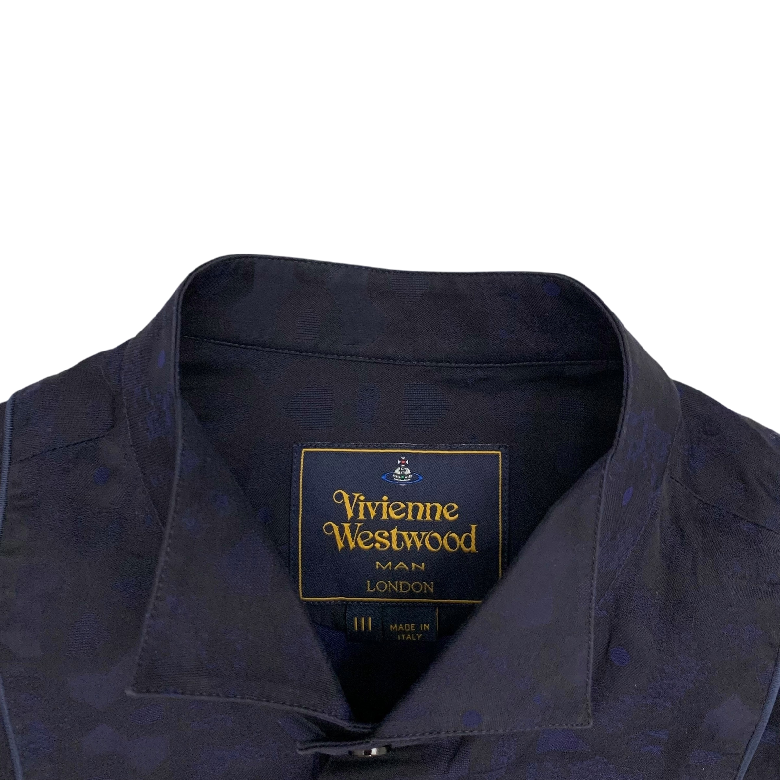 Vivienne Westwood Man Patterned Button-Up Shirt Navy (Fits M)