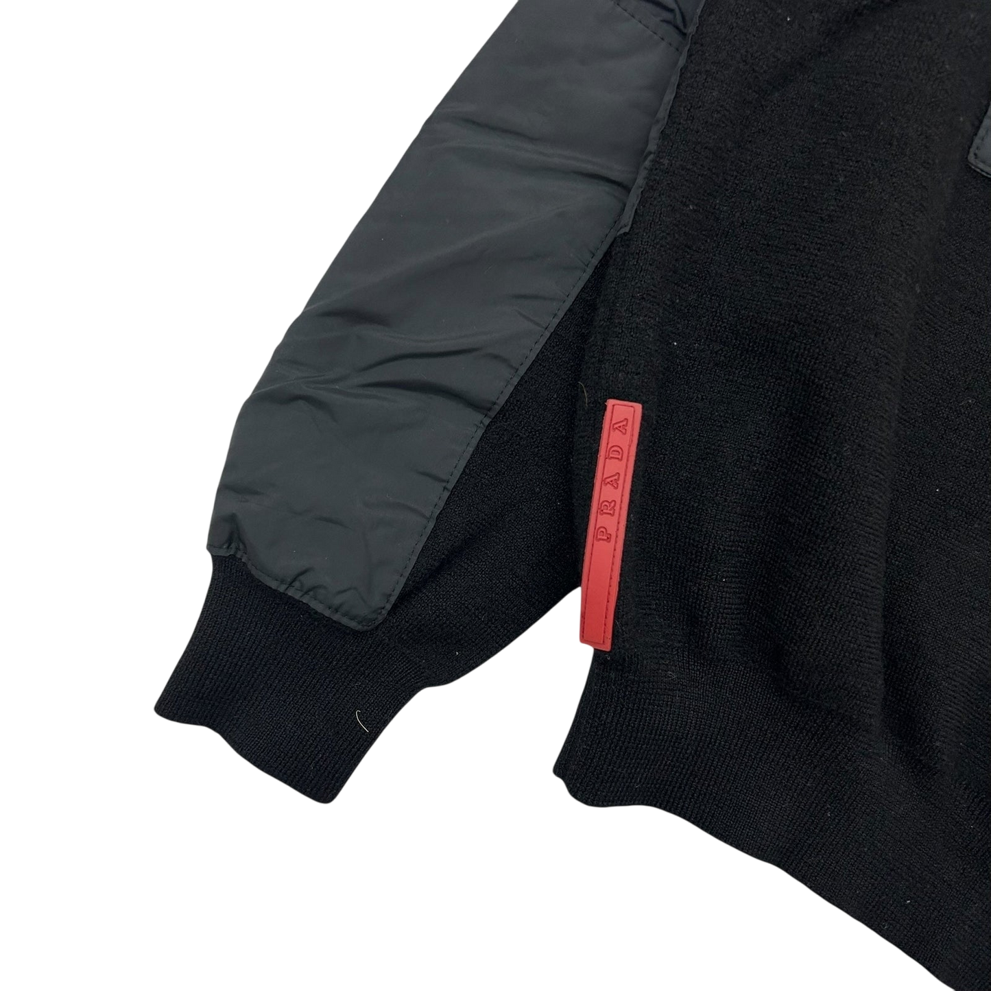 Vintage Prada Sport Layered Wool Nylon Zip Knit Sweater (Fits M)