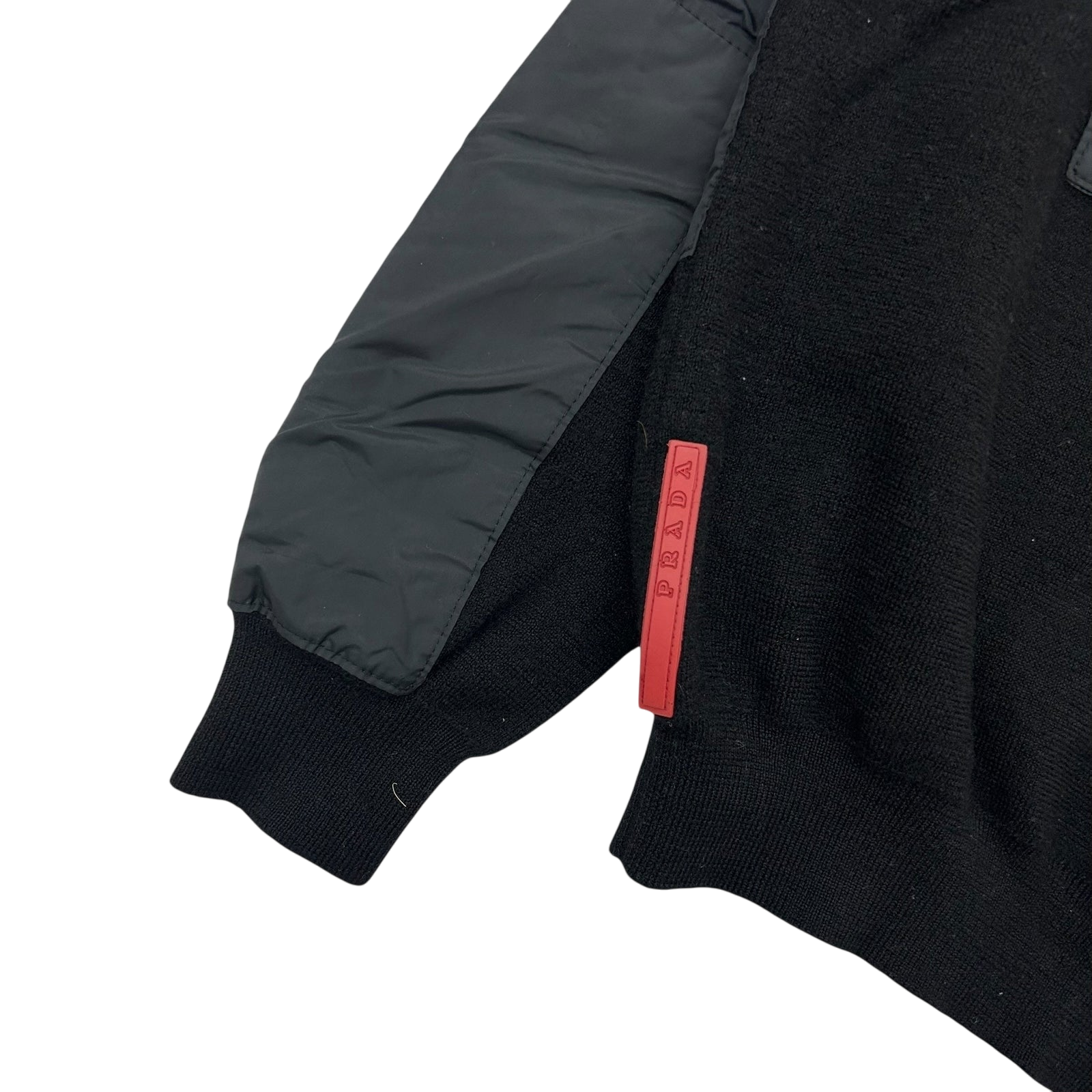 Vintage Prada Sport Layered Wool Nylon Zip Knit Sweater (Fits M)