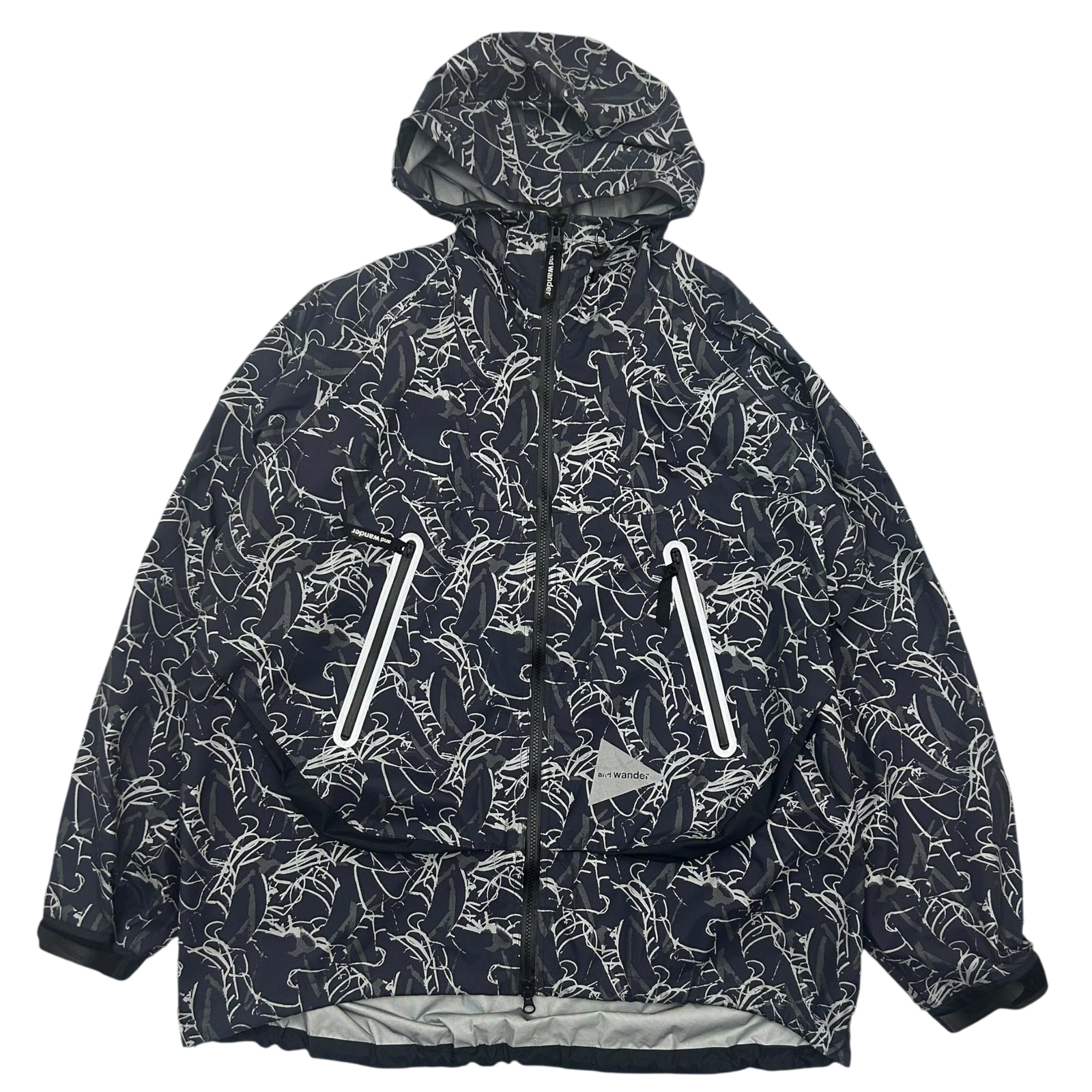 And Wander Reflective Printed Rain Jacket ‘Charcoal’(Fits XL)