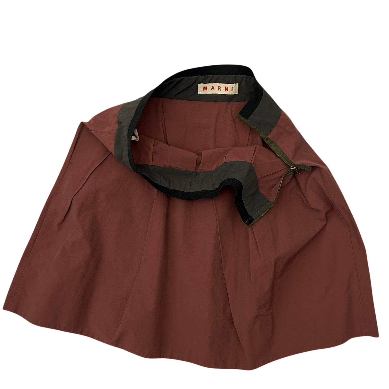 Marni Mid Length Pleated Nylon Skirt Stone Red (Fits 32”)