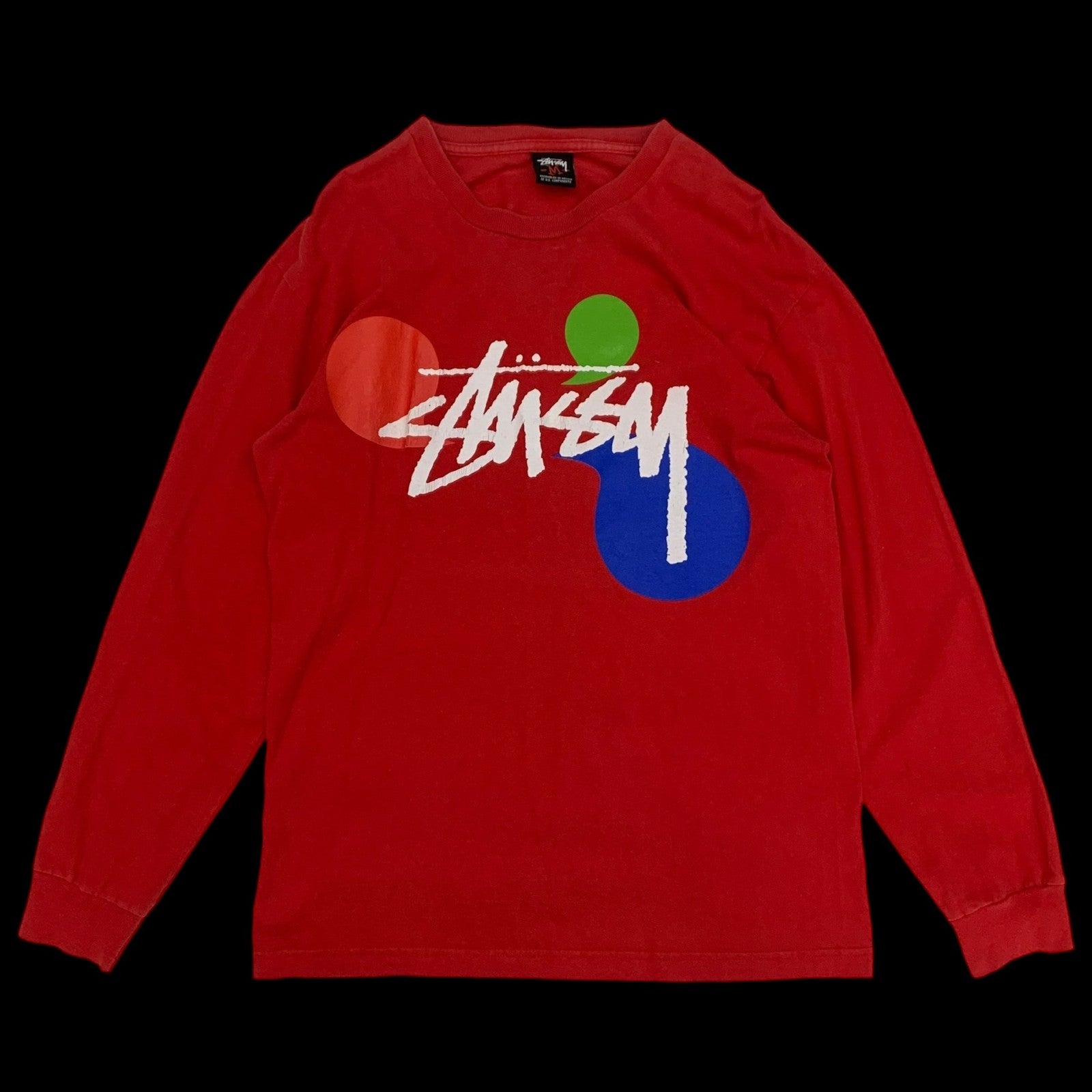 Stussy Vintage 00s Color Dot Longsleeve Red (Fits S-M)
