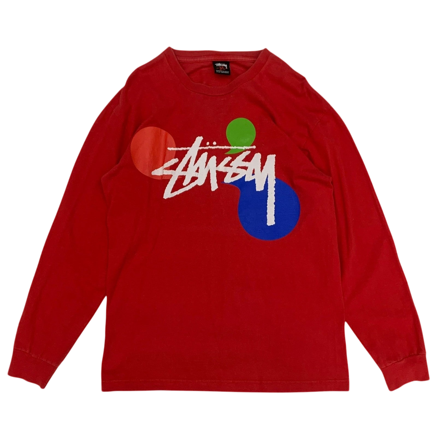 Stussy Vintage 00s Color Dot Longsleeve Red (Fits S-M)