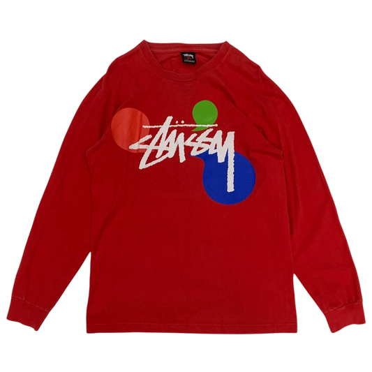 Stussy Vintage 00s Color Dot Longsleeve Red (Fits S-M)